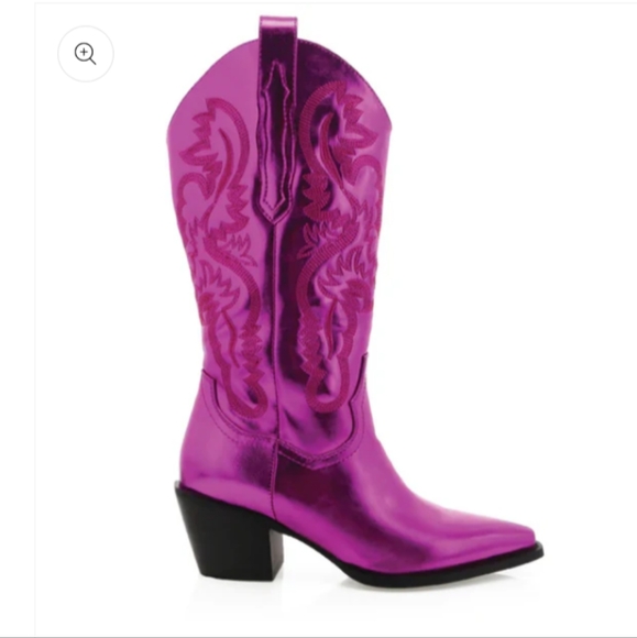 Billini Metallic Fuscia Pink Cowboy Boots, Vibrant Western Style, Size 8 - Picture 4 of 7